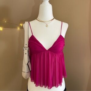 Edikted Pink Ruched Babydoll Top XS NWT